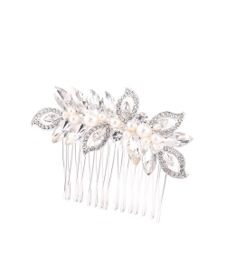Rhinestone Hair Comb HM320001 SILVER CL